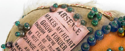 Detail of heart-shaped pin cushion