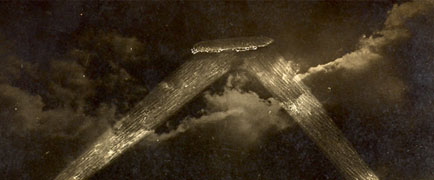 zepplin caught in searchlights