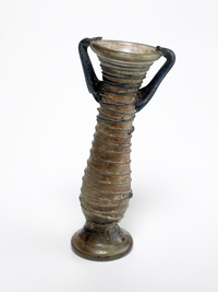 Two-handled Roman glass flask from Mount Carmel, Israel