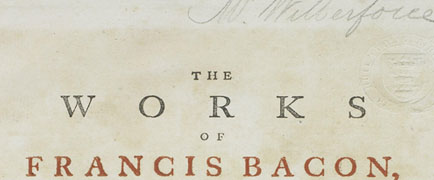 Detail of book from the Wilberforce library