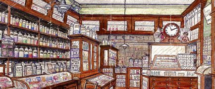 interior of Castelows chemist shop